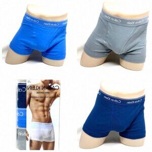 🍃Sale🍃 Calvin Klein Iconic 3 Pack Men's Cotton Logo NB4002935 Trunk Gray Blue